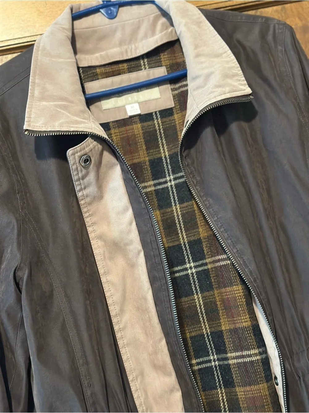 Vintage Lizwear Plaid Lined Chore Coat Utility Jacket Brown Medium